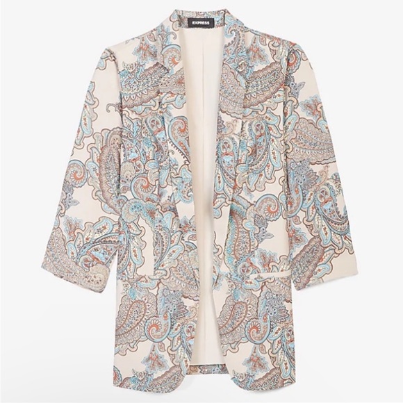 EXPRESS: Paisley Notch Collar Boyfriend Blazer Size XS - Picture 2 of 8